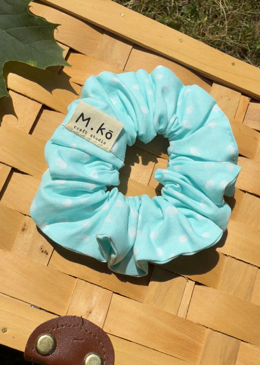 Light Blue Dots Scrunchie